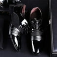 thumbnail image 1 of Leesechin Men Business Shoes Fashion Casual Oxford Shoes Lace-Up Pointed Shoes, 1 of 9