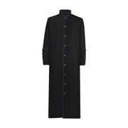 Leesechin Clearance Men Solid Halloween Stand Collar Long-sleeved Button Robe Costume Cosplay Coat