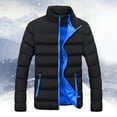 thumbnail image 1 of Leesechin Clearance Men Winter Warm Thick Bubble Coat Big and Tall Jacket Outerwear Blue 4XL, 1 of 3