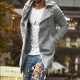 thumbnail image 1 of Leesechin Men's Autumn and Winter Fashion and Comfortable Big and Tall Solid Color Mid-length Coat Gray 4XL, 1 of 3