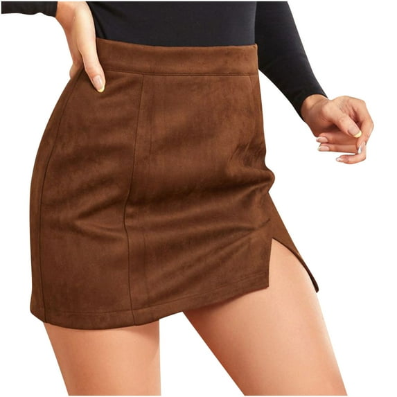 Leesechin Skirt for Women New Elastic Waist Casual Bag Hip Short Skirt High Waist Zipper Autumn and Winter A-line Solid Color Skirt