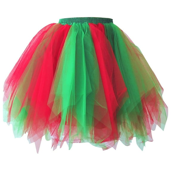 Leesechin Skirt for Women Pleated Elastic Waist Color Skirts Pleated Gauze Short Skirt Adult Dancing Skirt