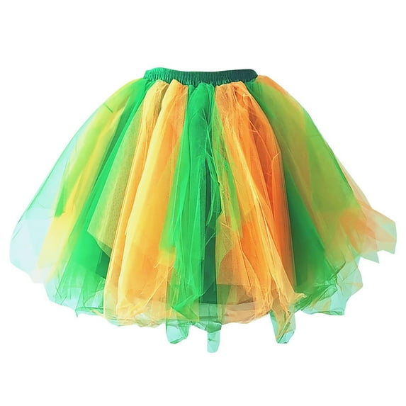 Leesechin Skirt for Women Pleated Elastic Waist Color Skirts Pleated Gauze Short Skirt Adult Dancing Skirt