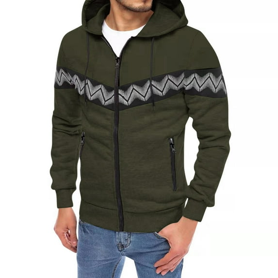 Leesechin Clearance Winter Fashion Men hoodies Long Zipper Sweater Sleeve Thin Velvet Sweater Coat