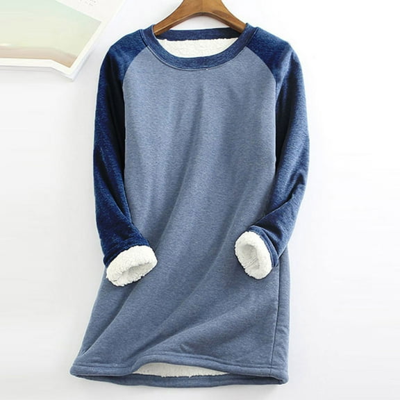 Leesechin Women Thick Fleece Sweatshirt Long Sleeve Leopard Patchwork Velvet Warm Crew Neck Underwear Tops