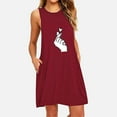 thumbnail image 1 of Leesechin Women's Sleepwear Set Homewear Loungewear Pocket Printing Sleeveless Casual Nightdress Dresses, 1 of 5