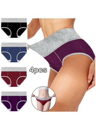 FOCUSSEXY 4-Pack Women's Cotton Panties for Women Underwear 100% cotton  Underwear for Women Hi-Waist Brief Cotton Stretch Thong Underwear Full