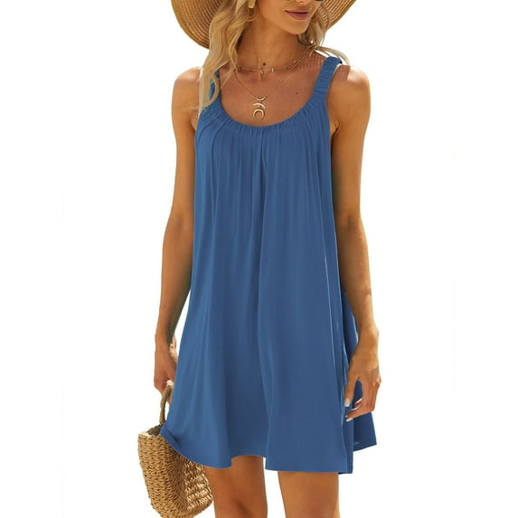 Leesechin Clearance Womens Dresses Plus Size Sleeveless Summer Solid Color Tshirt Dress Tassel Cotton Long Dress