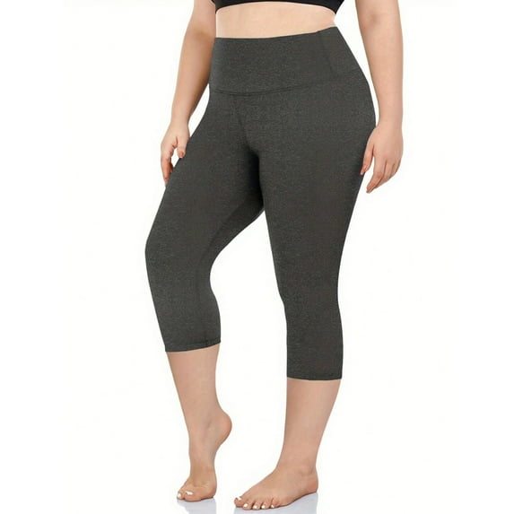 Leesechin Womens Leggings Plus Size Stretch Yoga Fitness Running Gym Cropped Trousers Active Capri Pants