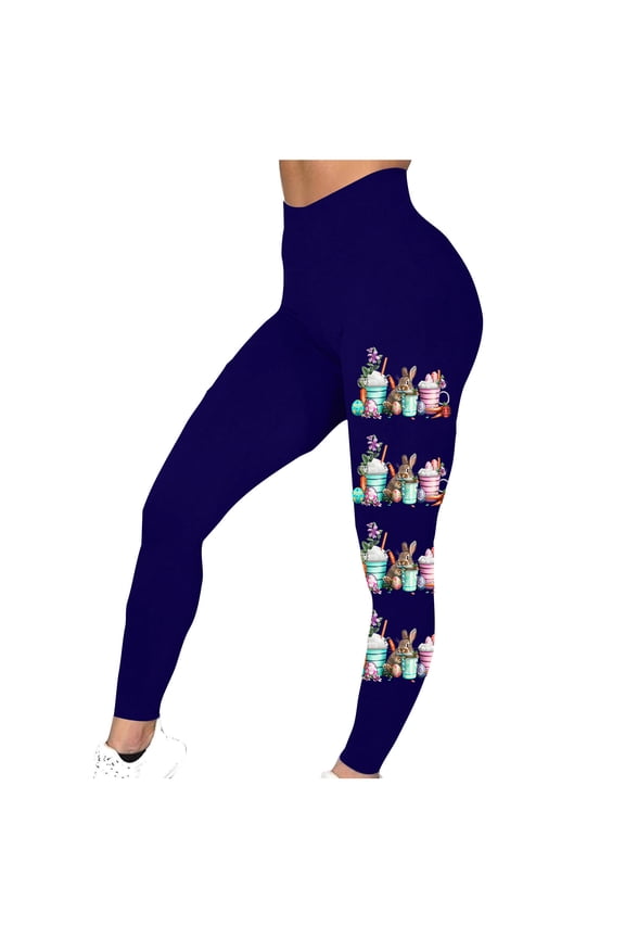 Leesechin Womens Leggings Plus Size Women's Fashion Easter Easter Print Leggings with Yoga Sport Elastic Pants