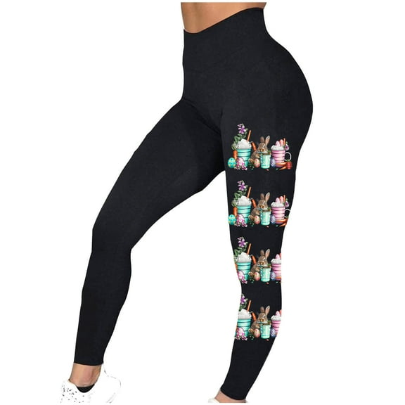 Leesechin Womens Leggings Plus Size Women's Fashion Easter Easter Print Leggings with Yoga Sport Elastic Pants