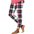 thumbnail image 1 of Leesechin Womens Leggings Plus Size Women's Plaid Printed Tight Yoga Pants Long Pants Inside and Outside Can Wear Leggings Yoga Pants, 1 of 4