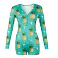 thumbnail image 1 of Leesechin Womens Pajamas Jumpsuit V Neck Floral Print Long Sleeve Jumpsuit Sleepwear Bodysuit Green XL, 1 of 3