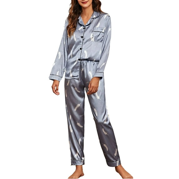Leesechin Clearance Womens Sleepwear Set 2 Pieces Pajamas Sets Cotton Pyjama Pajamas Sleepwear Sets Spring Summer Homewear Gray S