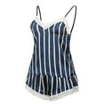 thumbnail image 1 of Leesechin Clearance Womens Sleepwear Set Lace Color Satin Sexy Seductive Striped Home Pajama Set Blue S, 1 of 6
