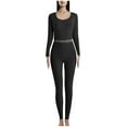 thumbnail image 1 of Leesechin Clearance Womens Sleepwear Set Winter Thermal Underwear Woolen Thermal Suit Autumn Clothes Trousers Long Sleeved Round Neck Shirt/Shirt Suit Black 3XL, 1 of 4