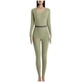 thumbnail image 1 of Leesechin Womens Sleepwear Set Winter Thermal Underwear Woolen Thermal Suit Autumn Clothes Trousers Long Sleeved Round Neck Shirt/Shirt Suit Army Green XL, 1 of 4
