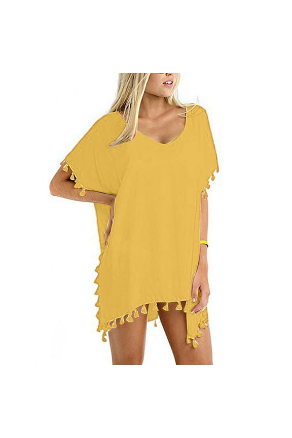 Leesech Womens Swim Suits Trendy Beach Sexy Solid Hem Cover Up Swimwear