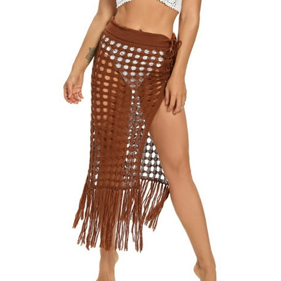 Leesechin Kimonos for Women Cardigan Solid Swimsuit Bohemian Hollow Weave Tassels Cover Up Bikini Swimwear Beach Cover-Ups Wrap Skirt on