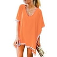 thumbnail image 1 of Leesechin Kimonos for Women Cardigan Trim Kaftan Chiffon Tassels Swimwear Beach Loose Bikini Cover Up, 1 of 7