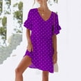 thumbnail image 1 of Leesechin Summer Dresses for Women Ladies Plus Size Elegant Dress Sweet & Cute V-Neck Mini Dress with Pocket Short Sleevele Ruffle Dress, 1 of 8