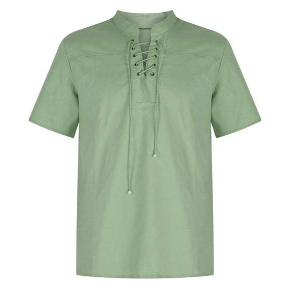 Leesechin Tee Shirts for Men Fashion Tops Retro Solid Color Loose Casual Short Sleeve Clothes