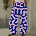 thumbnail image 1 of Leesechin Womens Pants Casual Printing Pockets Elastic Mid-Waist Comfortable Wide-Legged Loose Trousers, 1 of 5
