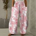 thumbnail image 1 of Leesechin Deals Womens Pants Easter Casual Printing Pockets Elastic Mid-Waist Comfortable Wide-Legged Loose Trousers on Clearance, 1 of 5