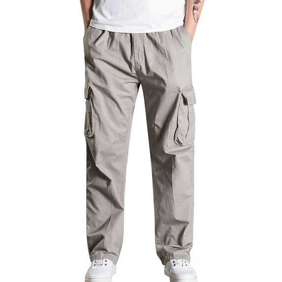 Leesechin Dress Pants for Men Casual Khakis Loose Plus Size Outdoors Sports Trousers Long Pants Khaki 2XL