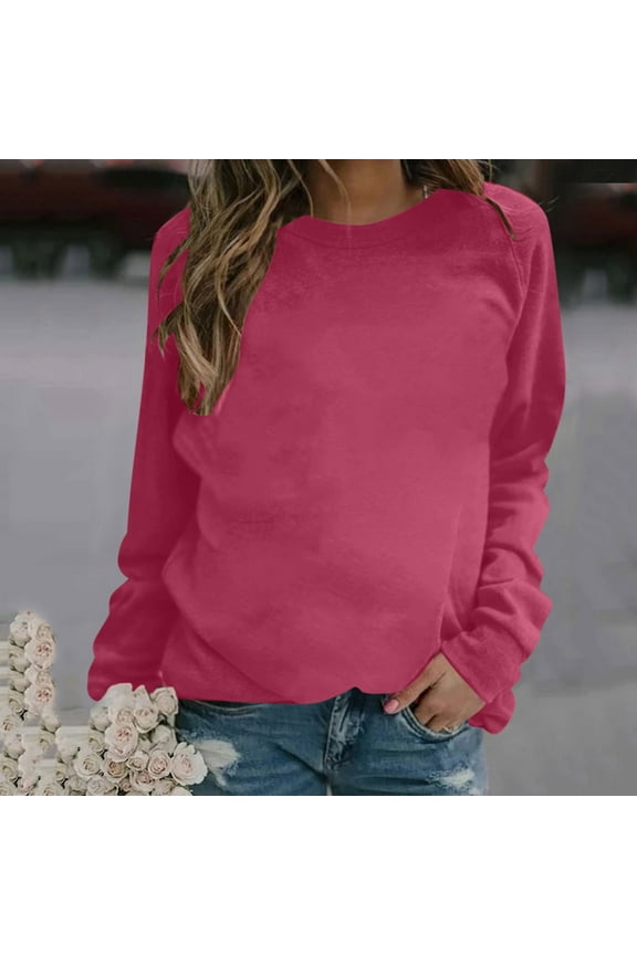 Leesechin Essentials Women's French Terry Fleece Crewneck Sweatshirt