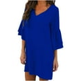 thumbnail image 1 of Leesechin Fall Dresses for Women Casual Plus Size Large Sleeve V-Neck A-Line Skirt, 1 of 5