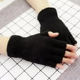thumbnail image 1 of Leesechin Fingerless Gloves for Women Half Finger Typing Gloves with Long Wrist Cuff Winter Knit Fingerless Mittens for Women, 1 of 4