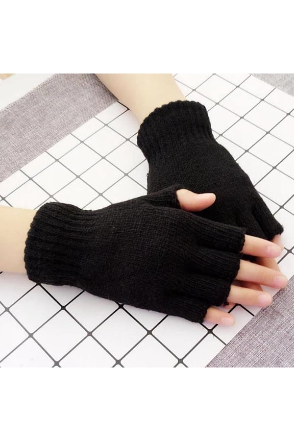 Leesechin Fingerless Gloves for Women Half Finger Typing Gloves with Long Wrist Cuff Winter Knit Fingerless Mittens for Women