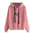 thumbnail image 1 of Leesechin Graphic Hoodies for Women Heart Print Long Sleeve Print Hooded Pocket Sweatshirt Tops Blouse, 1 of 5