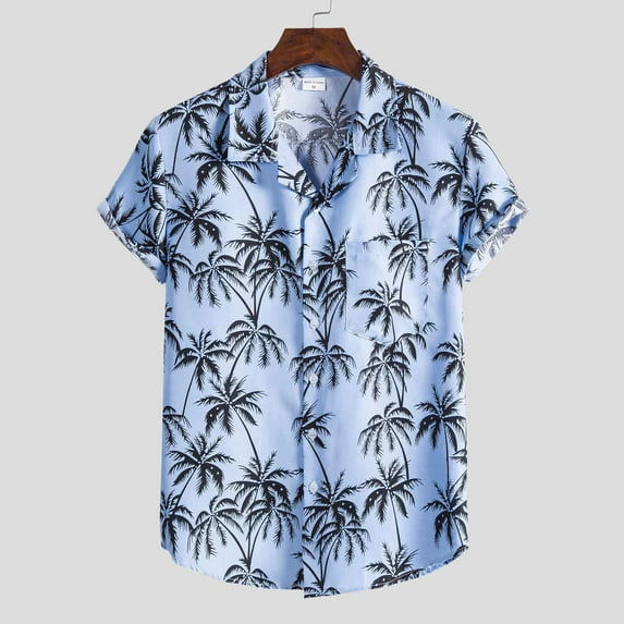 Leesechin Hawaiian Shirt for Men Sleeves Printed Casual Button Down Summer Beach Dress Shirts