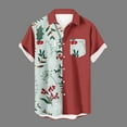 thumbnail image 1 of Leesechin Hawaiian Shirts for Men with Pocket Men Casual Fashion Turn-down Collar Hawaiian Printing Short Sleeve Have Pockets Cardigan Button Shirt Tops Blouse, 1 of 5