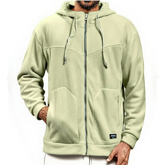 Leesechin Hoodies for Men Fall 2025 Full Zip Drawstring Hooded Sweatshirts Oversized Long Sleeve Solid Color Casual Clothes