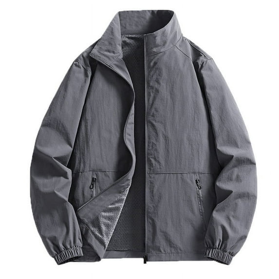 Leesechin Jackets for Men no Hood Men's Thin Jacket Casual Sports Windbreaker Hooded Jacket