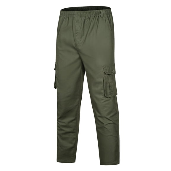 Leesechin Jogger Pants for Men Cotton and Linen Elastic Waist Blended Breathable Soft Beach Casual Trousers Full Length Pants Army Green XL