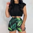 thumbnail image 1 of Leesechin Joggers for Women Clearance Ladies Summer Trendy Casual Print Sleeveless Round Neck Top Shorts Set, 1 of 8