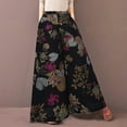 thumbnail image 1 of Leesechin Khaki Pants for Women Casual Floral Printed Bandage Elasty Maxi Wide Leg Trousers, 1 of 8