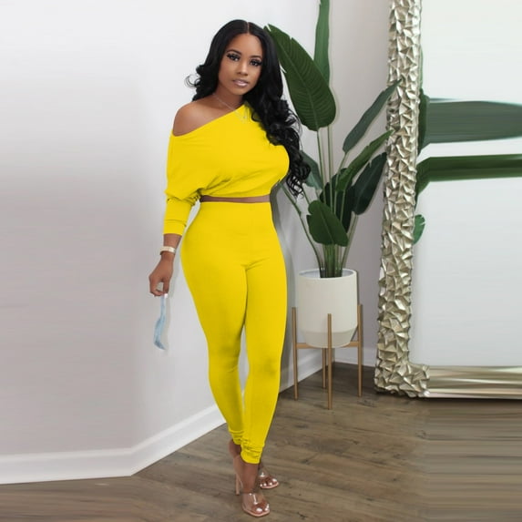 Leesechin Khaki Pants for Women Trendy Autumn Lady Split 2 Piece Sports Suit Set Casual Solid Color Suit