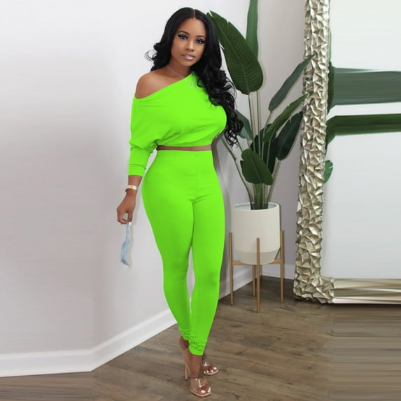 Leesechin Khaki Pants for Women Trendy Autumn Lady Split 2 Piece Sports Suit Set Casual Solid Color Suit