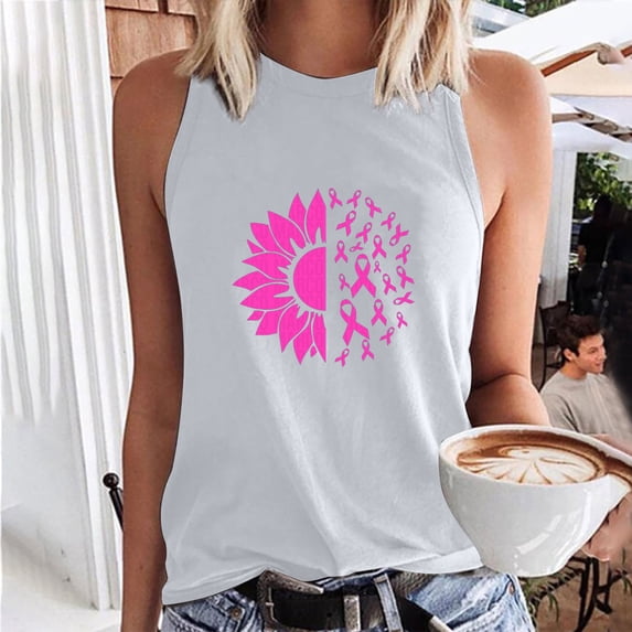 Leesechin Ladies Breast Cancer Shirts Butterfly Pink Ribbon Graphic Awareness Tee Tops