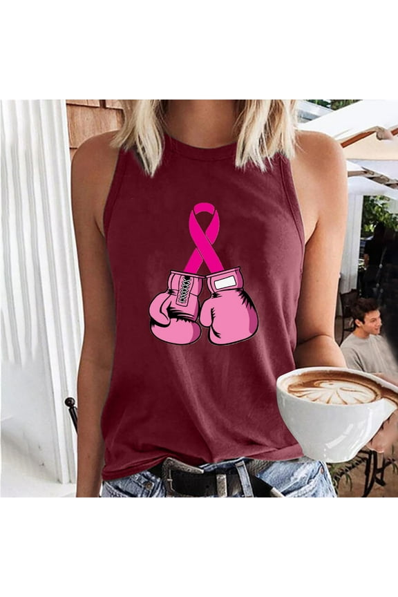 Leesechin Ladies Breast Cancer Shirts Butterfly Pink Ribbon Graphic Awareness Tee Tops