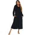 thumbnail image 1 of Leesechin Ladies Robes Long Length Women's Home Clothing Pajamas Knitted Ribbed Bathrobe Elastic Pocket Knee Length Robe, 1 of 3