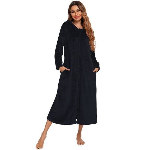 Leesechin Ladies Robes Long Length Women's Home Clothing Pajamas Knitted Ribbed Bathrobe Elastic Pocket Knee Length Robe