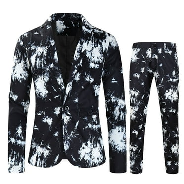Leesechin Leesechin Men’s Suit Big and Tall One Button 2-Piece Blazer Dress Business Wedding Party Jacket + Suit Pants on Clearance Black 2XL