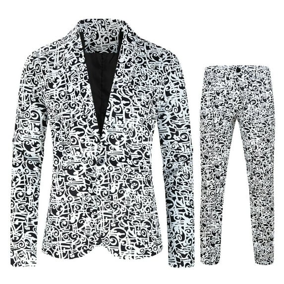 Leesechin Leesechin Men鈥檚 Suit Big and Tall One Button 2-Piece Blazer Dress Business Wedding Party Jacket + Suit Pants on Gray 3XL