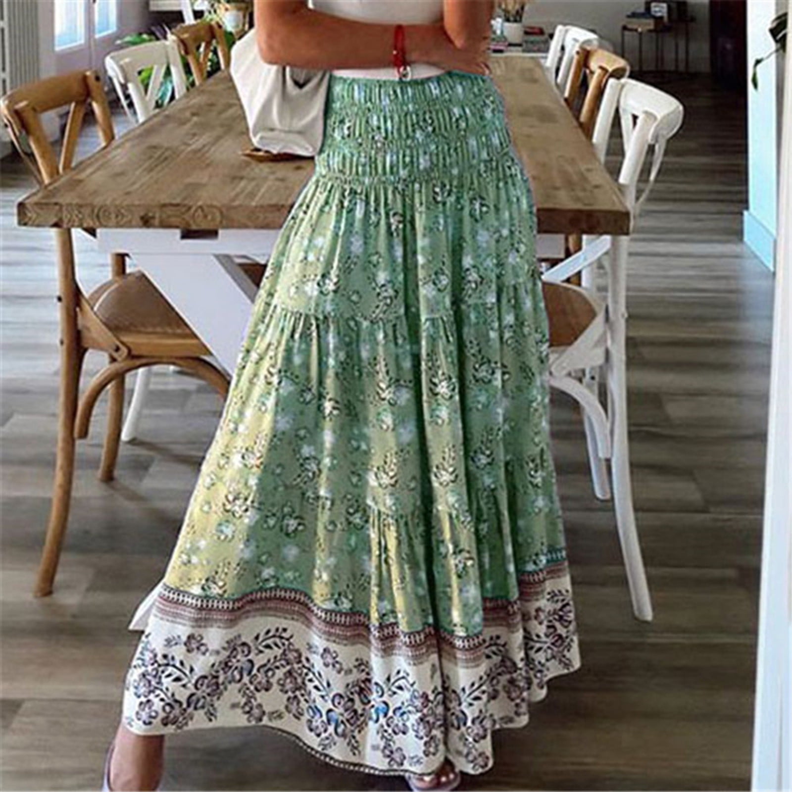 Leesechin Long Skirts for Women Plus Size Comfortable Daily High